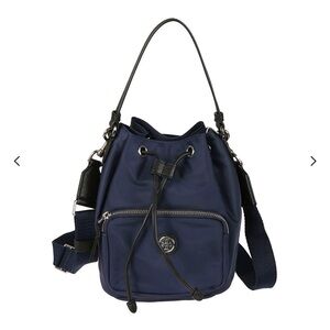 TORY BURCH DRAWSTRING BUCKET BAG NAVY BLUE